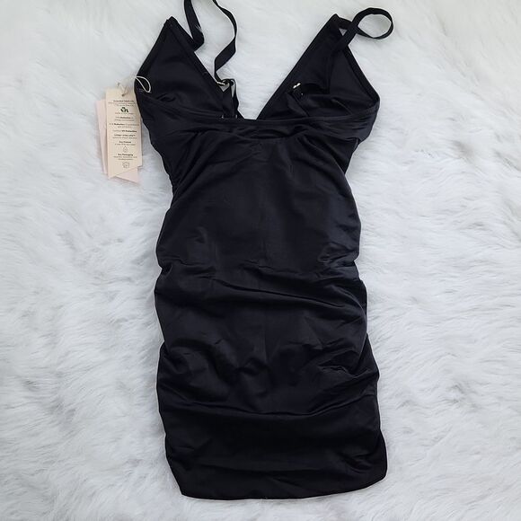 We Are HaH It Suits U Black Convertible One Piece 2in1 Ruched Dress Swimsuit XS - Picture 5 of 9
